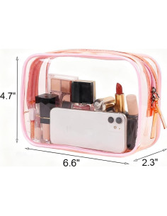 Bolsa de Aseo Transparente Buminee Rosa Aprobada por TSA 16.8cm 2