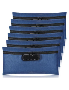 Bolsa de Dinero con Cerradura LEIFIDE 6 Pcs 28x14 cm Azul Marino