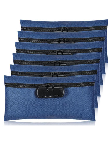 Bolsa de Dinero con Cerradura LEIFIDE 6 Pcs 28x14 cm Azul Marino