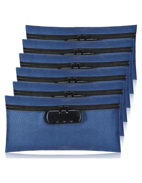 Bolsa de Dinero con Cerradura LEIFIDE 6 Pcs 28x14 cm Azul Marino