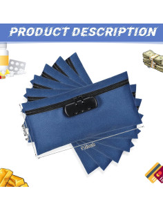 Bolsa de Dinero con Cerradura LEIFIDE 6 Pcs 28x14 cm Azul Marino 2