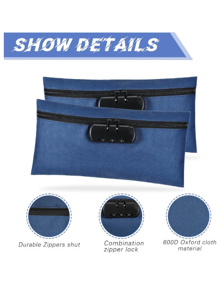 Bolsa de Dinero con Cerradura LEIFIDE 6 Pcs 28x14 cm Azul Marino
