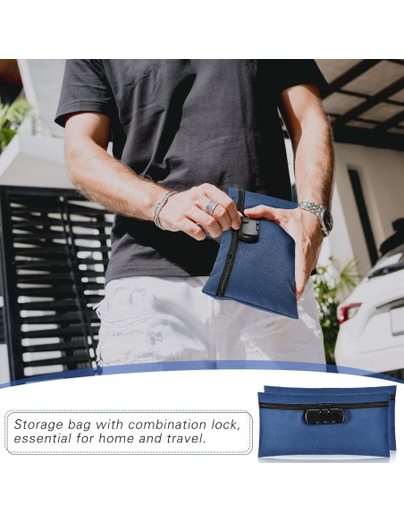 Bolsa de Dinero con Cerradura LEIFIDE 6 Pcs 28x14 cm Azul Marino