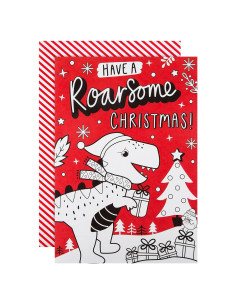 Tarjeta de Navidad Hallmark para Niños - Dinosaurio para Colorear