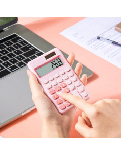 Calculadora Deli 1200 de Escritorio 12 Dígitos Rosa 2