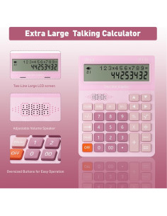 Calculadora de Escritorio Ipepul Rosa con Pantalla Doble y Voz 2