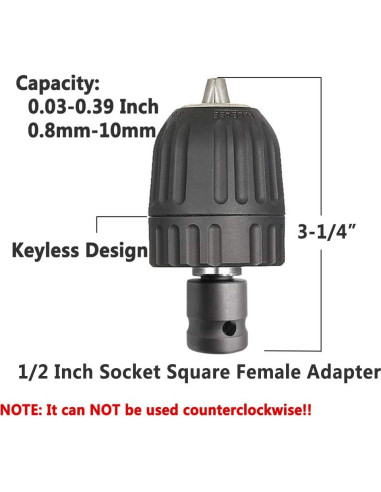 Mandril Sin Llave Yakamoz 0.8-10mm con Adaptador 1/2"