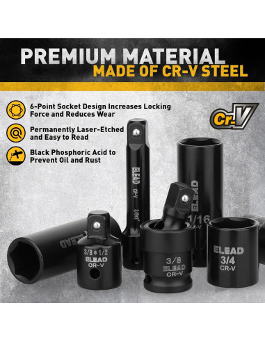 Conjunto de Enchufes de Impacto 3/8'' ELEAD 50 Piezas