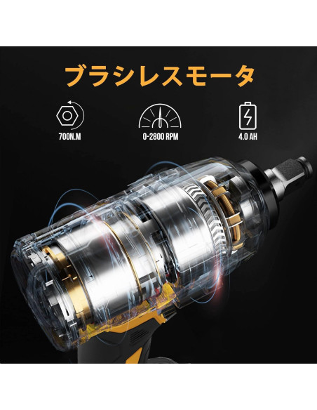 Llave de Impacto Inalámbrica EWORK 1/2" 21V 700 Nm Torque