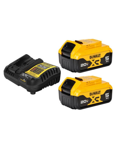 Kit de Carga DEWALT 20V MAX con 2 Baterías 5Ah y Bolsa