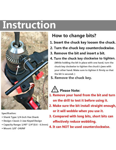 Adaptador Chuck Taladro Yakamoz 0.6-6.5mm Hexagonal 1/4"