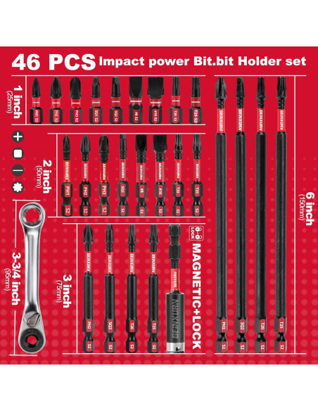Conjunto de Puntas de Destornillador GEINXURN 46 Piezas