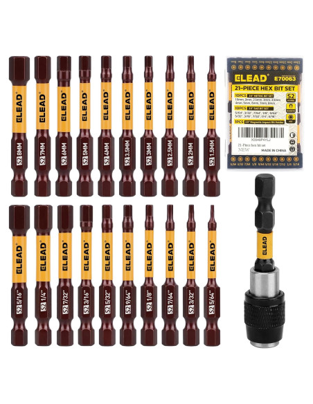Juego de Brocas Hexagonales Allen ELEAD 21PCS Métrico y SAE