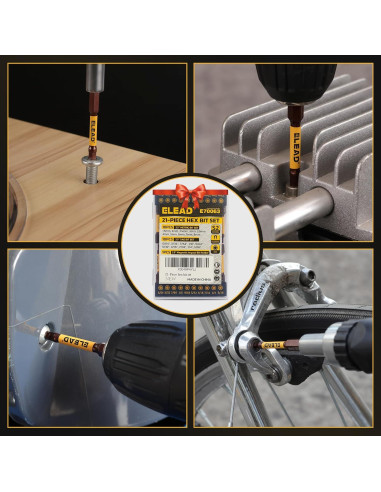 Juego de Brocas Hexagonales Allen ELEAD 21PCS Métrico y SAE