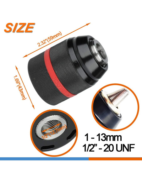 Adaptador Chuck Taladro Sin Llave Ganyee 1-13mm SDS-Plus