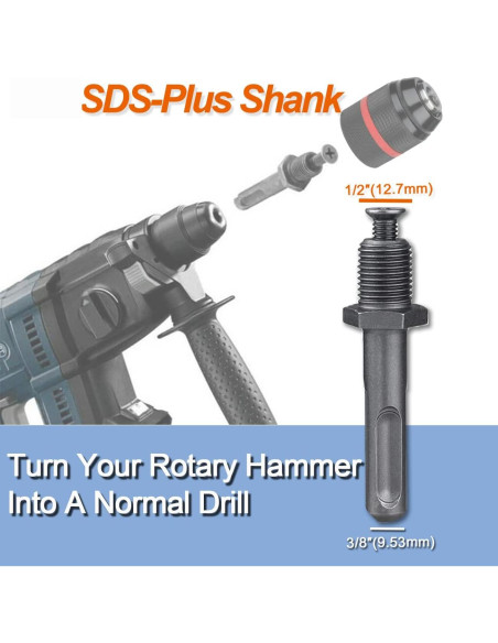Adaptador Chuck Taladro Sin Llave Ganyee 1-13mm SDS-Plus