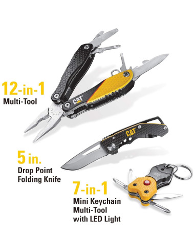 Juego de herramientas 3 piezas CAT 12-en-1 Amarillo