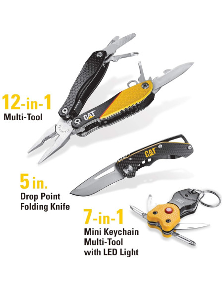Juego de herramientas 3 piezas CAT 12-en-1 Amarillo