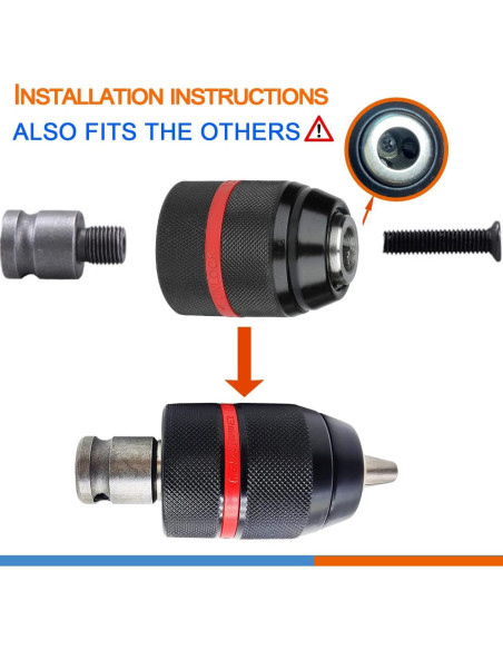 Adaptador Chuck Taladro Sin Llave Ganyee 1-13mm SDS-Plus