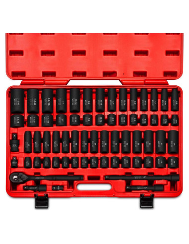 Juego de Enchufes de Impacto NEIKO 65 Piezas SAE y Métrico