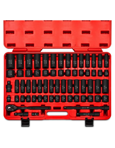 Juego de Enchufes de Impacto NEIKO 65 Piezas SAE y Métrico