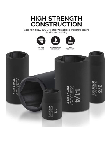 Juego de Enchufes de Impacto NEIKO 65 Piezas SAE y Métrico