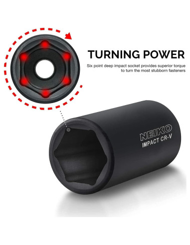 Juego de Enchufes de Impacto NEIKO 65 Piezas SAE y Métrico