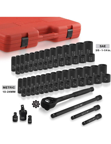 Juego de Enchufes de Impacto NEIKO 65 Piezas SAE y Métrico