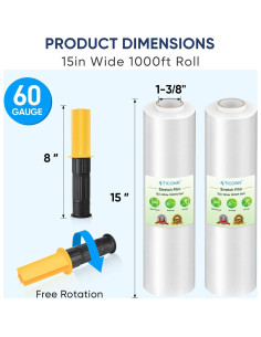 Film Estirable TICONN 1000 pies 15" con Mangos para Mudanza 2