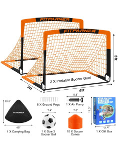 Conjunto de Fútbol Infantil Portátil FITPARNER - 2 Redes 1.52x1.10m 2