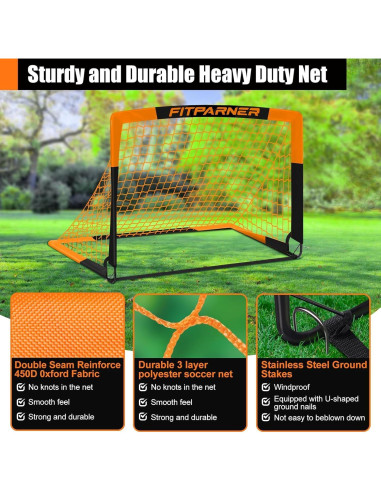 Conjunto de Fútbol Infantil Portátil FITPARNER - 2 Redes 1.52x1.10m