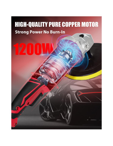 Pulidor de Coche AVID POWER 1200W 6-7 Pulgadas 6 Velocidades