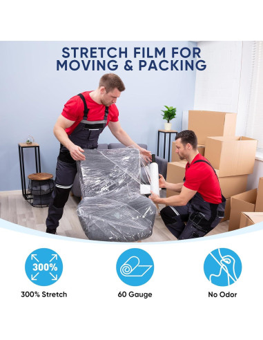 Film Estirable TICONN 1000 pies 15" con Mangos para Mudanza