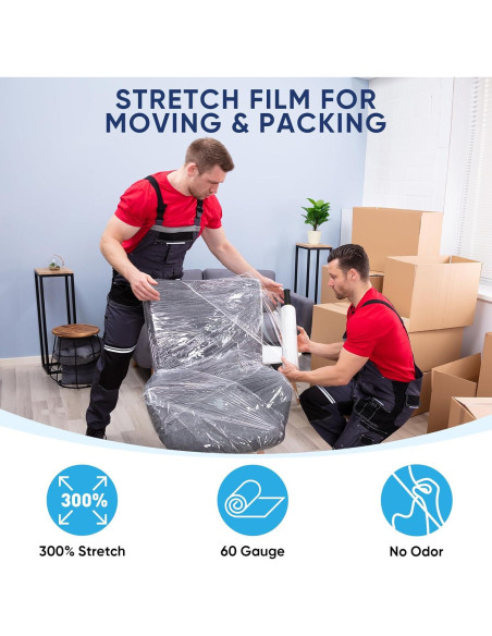 Film Estirable TICONN 1000 pies 15" con Mangos para Mudanza
