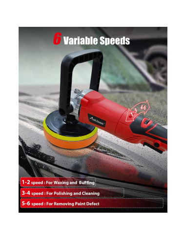 Pulidor de Coche AVID POWER 1200W 6-7 Pulgadas 6 Velocidades