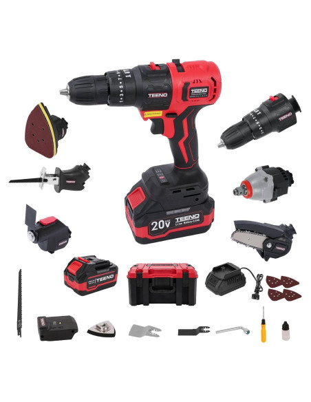 Kit Herramientas Inalámbricas TEENO 20V 8 en 1 con Estuche