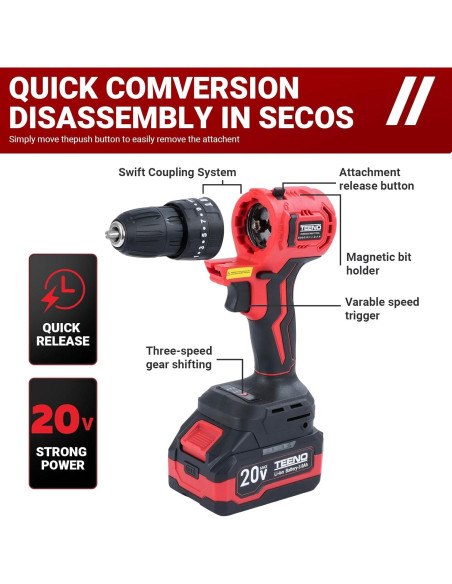 Kit Herramientas Inalámbricas TEENO 20V 8 en 1 con Estuche