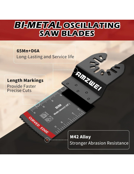 30 Cuchillas Oscilantes Bi-Metal AMZWEI para Madera y Metal