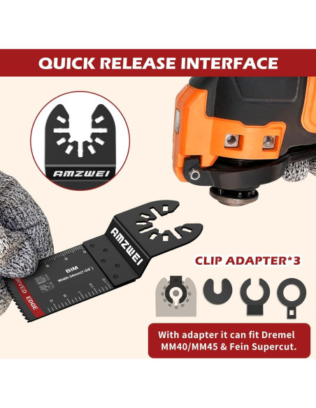 30 Cuchillas Oscilantes Bi-Metal AMZWEI para Madera y Metal