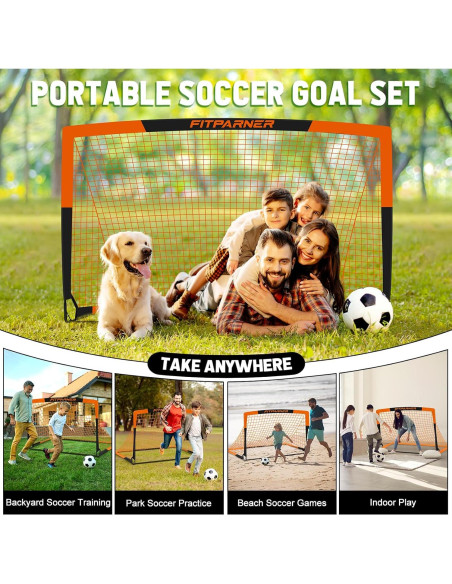 Conjunto de Fútbol Infantil Portátil FITPARNER - 2 Redes 1.52x1.10m
