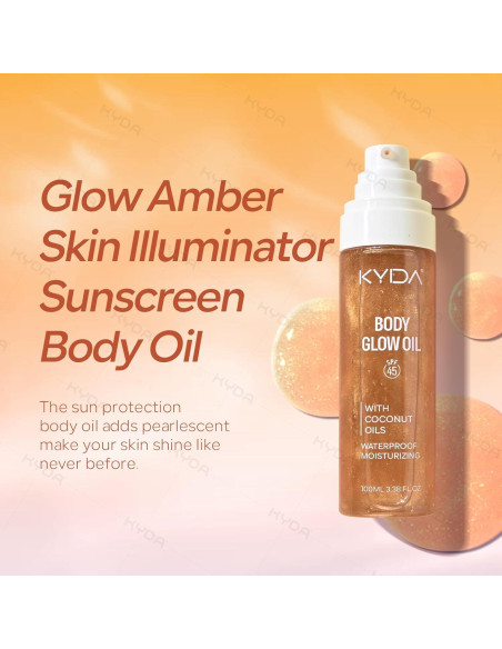 Aceite Corporal Brillante KYDA con SPF 45 y Mica Dorada 100 ml