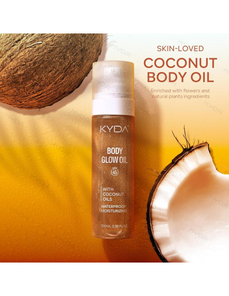 Aceite Corporal Brillante KYDA con SPF 45 y Mica Dorada 100 ml