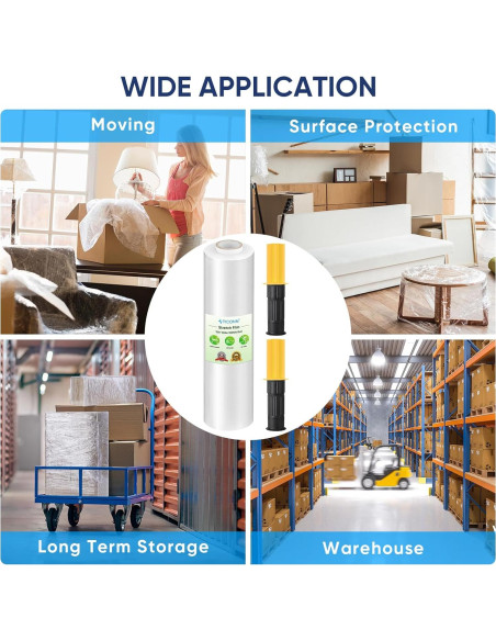 Film Estirable TICONN 1000 pies 15" con Mangos para Mudanza