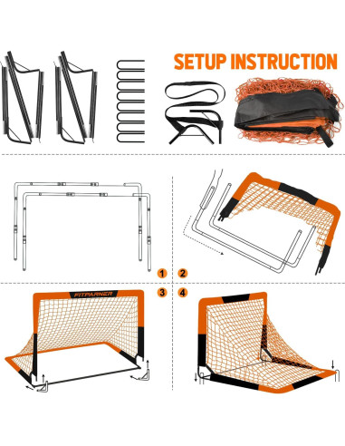Conjunto de Fútbol Infantil Portátil FITPARNER - 2 Redes 1.52x1.10m