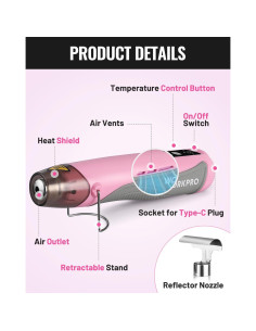 Pistola de Calor Inalámbrica WORKPRO 7.2V 360C 3 Temperaturas 2