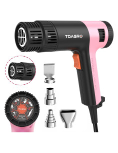 Pistola de Calor TDAGRO 1800W Rosa 650C 4 Boquillas