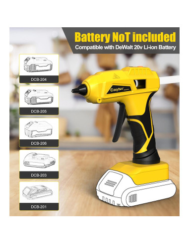 Pistola de Pegamento Caliente EASYTOO 20V Inalámbrica con 10 Barras
