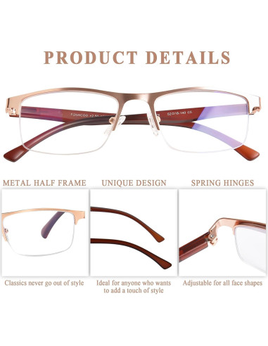 Gafas Bifocales FONHCOO Oro Anti Luz Azul 1.0x