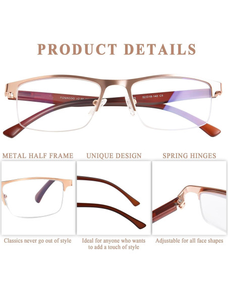 Gafas Bifocales FONHCOO Oro Anti Luz Azul 1.0x