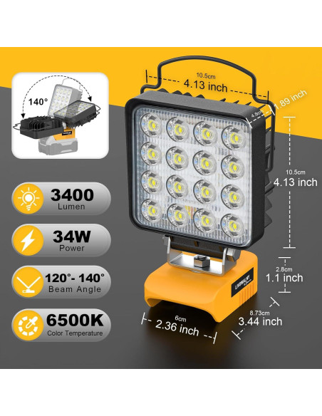 Luz de Trabajo LED LIVOWALNY 20V 60W 6000LM USB Luz de Trabajo LED LIVOWALNY 20V 60W 6000LM USB
